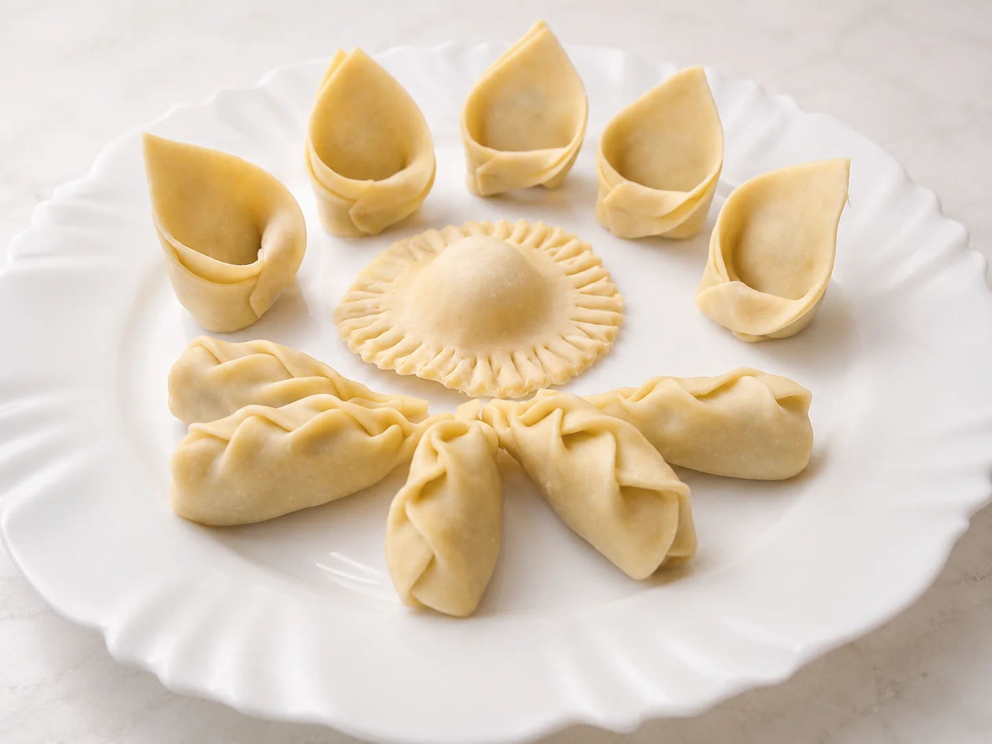 Selection of handmade filled pasta shapes